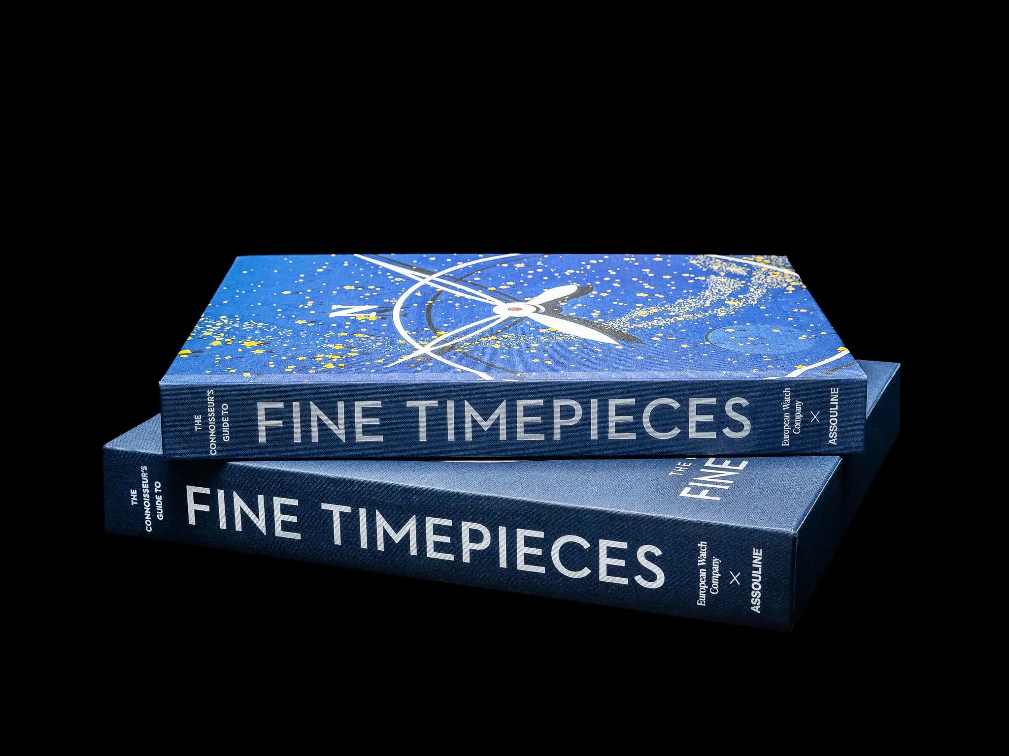 Stacked copies of The Connoisseur's guide to Fine Timepieces - European Watch Company and Assouline