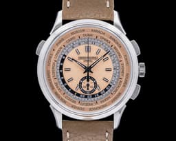 World Time 5935A Chronograph SS Salmon Dial