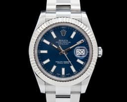 Datejust II White Stick Blue Dial SS