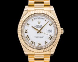 Day Date II President 18K Yellow Gold White Roman Dial