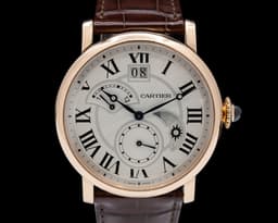 Rotonde de Cartier Second Time Zone Day Night Rose Gold Silver Dial