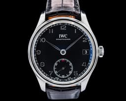 Portuguese Hand Wound Eight Days SS / Black Dial 75th Anniversary