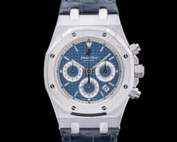 Royal Oak 26022BC Chronograph 18K White Gold Blue Dial / Alligator