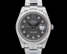 Datejust II Dark Rhodium Diamond Dial 41MM SS / WG Bezel