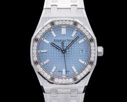 Royal Oak 15551ST 34MM Diamonds Ice Blue Dial
