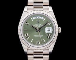 Day Date 228239 President 18K White Gold Olive Green Dial 40MM