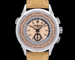 World Time 5935A Chronograph SS Salmon Dial