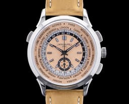 World Time 5935A Chronograph SS Salmon Dial