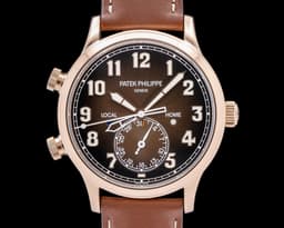 Calatrava 5524R Pilot Travel Time 18K Rose Gold Brown Dial