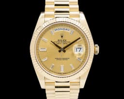 Day Date President 18K Yellow Gold Champagne Baguette Dial