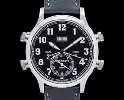 Calatrava 5520P Pilot Travel Time 24 Hour Alarm Platinum