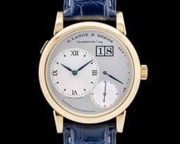 Lange 1 101.022 18K Yellow Gold Blue Hands Silver Dial EARLY