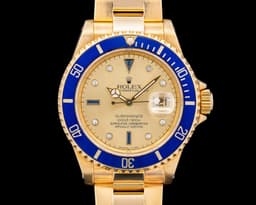 Submariner 16618 18K Yellow Gold Champagne Serti Dial RARE
