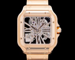 Santos De Cartier 18K Rose Gold Skeleton Dial