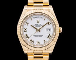 Day Date II President 18K Yellow Gold White Roman Dial
