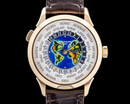 World Time 5231J 18K Yellow Gold Enamel Dial