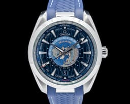 Aqua Terra Master Chronometer GMT Worldtimer SS Blue Dial