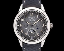Calatrava Annual Calendar Travel Time 18K White Gold Gray Dial
