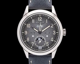 Calatrava Annual Calendar Travel Time 18K White Gold Gray Dial