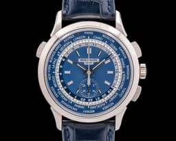World Time 5930G Chronograph 18k White Gold Blue Dial