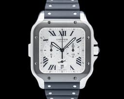 Santos De Cartier Chronograph SS Silver Dial