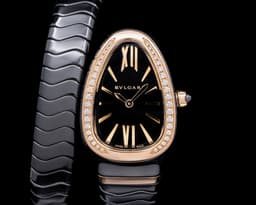Serpenti Spiga Black Ceramic 18K Pink Gold Diamond Bezel