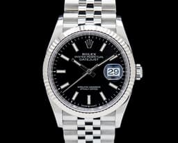 Datejust 36 SS Black Stick Dial Jubilee