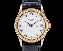 Calatrava 5117R 18K Rose Gold White Roman Hobnail